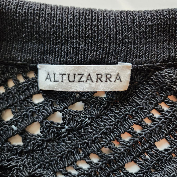 ALTUZARRA Black Crochet Short Sleeve Polo Top S - Picture 3 of 5